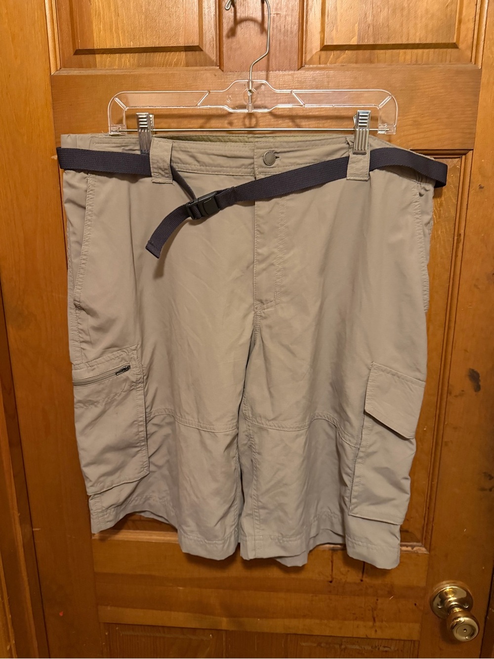 Columbia Men's Light Khaki Cargo Shorts with Built-In Web Belt